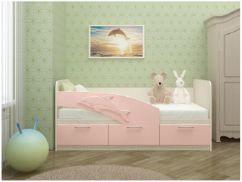 Дельфин-3 Кровать детская 3 ящика с ручками 1.6 Розовый глянец в Безменово - bezmenovo.mebel54.com | фото