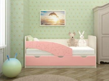Кровать Бабочки 1,6м (Розовый металлик) в Безменово - bezmenovo.mebel54.com | фото
