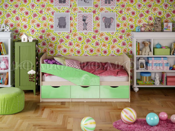 Кровать Бабочки 1,6м (Салатовый металлик) в Безменово - bezmenovo.mebel54.com | фото