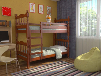 Кровать двухъярусная Соня из массива сосны 800*1890 Орех в Безменово - bezmenovo.mebel54.com | фото