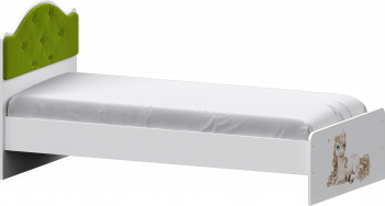 Кровать Каспер с мягкой спинкой и фотопечатью (800х1900)Белый/Лайм в Безменово - bezmenovo.mebel54.com | фото
