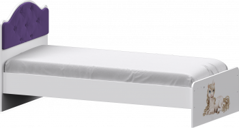 Кровать Каспер с мягкой спинкой и фотопечатью (900х1900)Белый/Фиолетовый в Безменово - bezmenovo.mebel54.com | фото