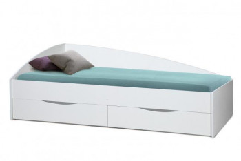Кровать одинарная "Фея - 3" (асимметричная) (2000х900) New/(белый / белый / ДВПО белый) в Безменово - bezmenovo.mebel54.com | фото