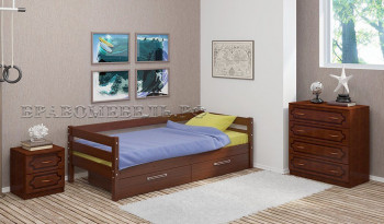 Кровать одинарная ГЛОРИЯ из массива сосны  900*2000 (Орех) в Безменово - bezmenovo.mebel54.com | фото
