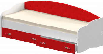 Кровать Софа-7 с мягкой спинкой (800х1900) Белый/Красный в Безменово - bezmenovo.mebel54.com | фото