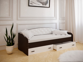 Кровать Софа-7 с мягкой спинкой (800х1900) Венге/ Белый в Безменово - bezmenovo.mebel54.com | фото