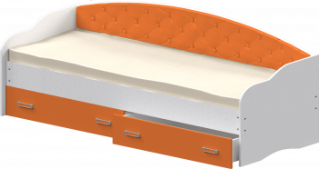 Кровать Софа-8 с мягкой спинкой (900х2000) Белый/Оранжевый в Безменово - bezmenovo.mebel54.com | фото