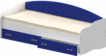 Кровать Софа-8 с мягкой спинкой (900х2000) Белый/Синий в Безменово - bezmenovo.mebel54.com | фото