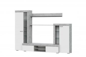Мебель для гостиной МГС 5 Цемент светлый / Белый в Безменово - bezmenovo.mebel54.com | фото