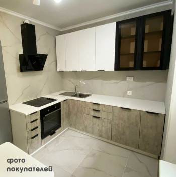 Модульная кухня Норд 1,6 м (Софт даймонд/Камень беж/Белый) в Безменово - bezmenovo.mebel54.com | фото