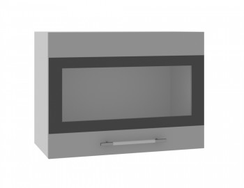 Норд ШВГС 600 Шкаф верхний горизонтальный со стеклом (Софт черный/корпус Белый) в Безменово - bezmenovo.mebel54.com | фото