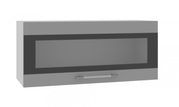 Норд ШВГС 800 Шкаф верхний горизонтальный со стеклом (Софт черный/корпус Белый) в Безменово - bezmenovo.mebel54.com | фото