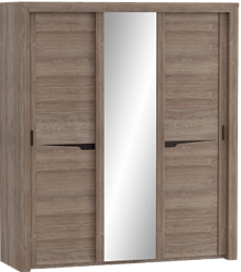 Шкаф трехдверный Соренто с раздвижными дверями Дуб стирлинг/Кофе структурный матовый в Безменово - bezmenovo.mebel54.com | фото